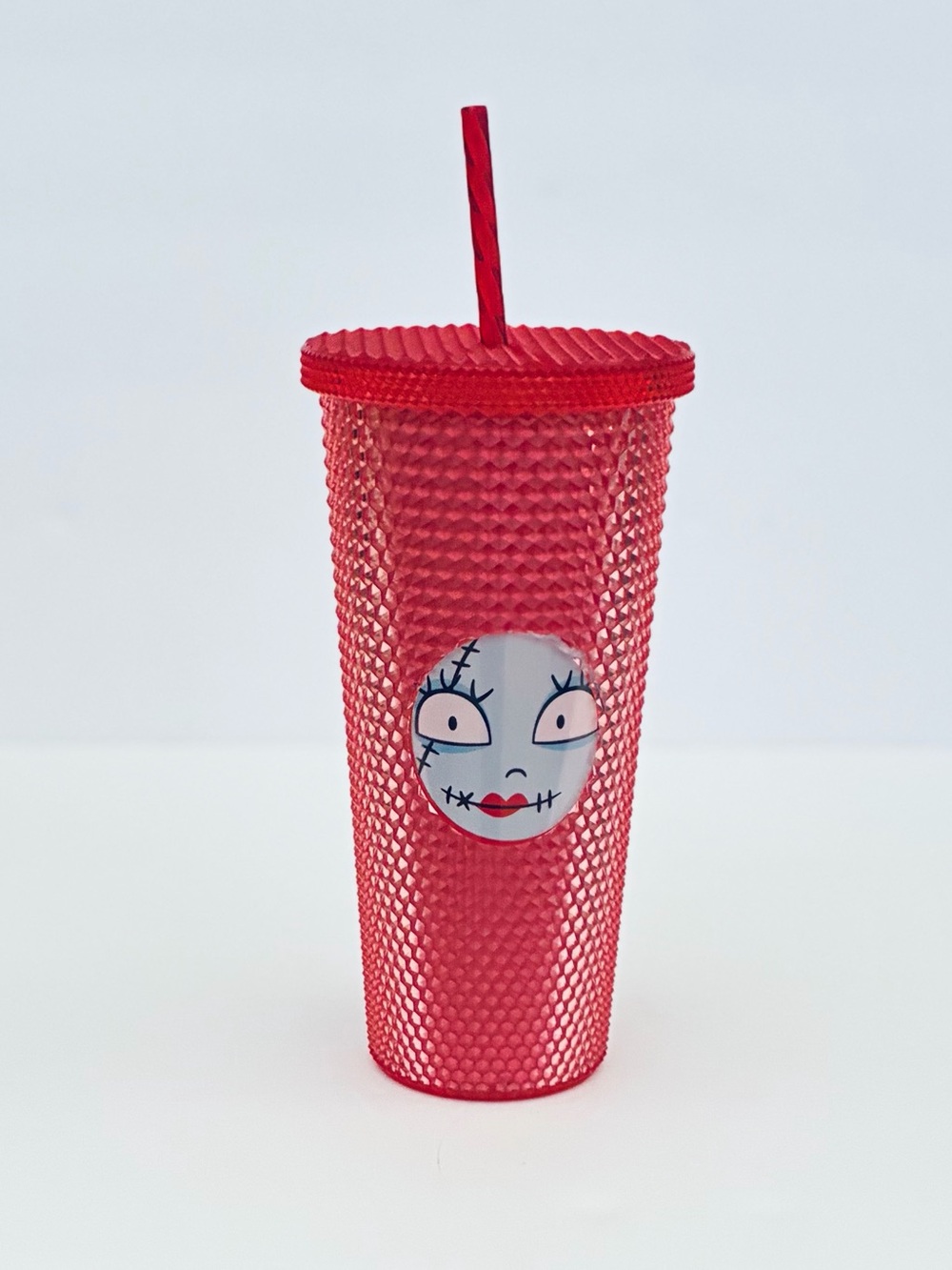 Nightmare Before Christmas Sally Tumbler Studded Cup Textured Red Lid Straw